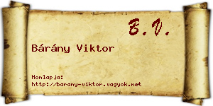 Bárány Viktor névjegykártya