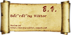 Bárány Viktor névjegykártya